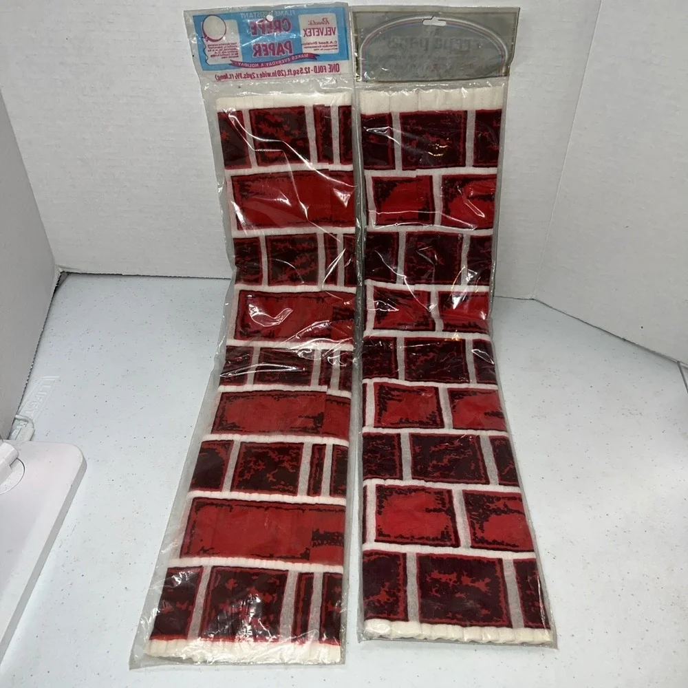 Reed's Velvetex Crepe Paper Brick Pattern NOS Flame Resistant Lot Of 2